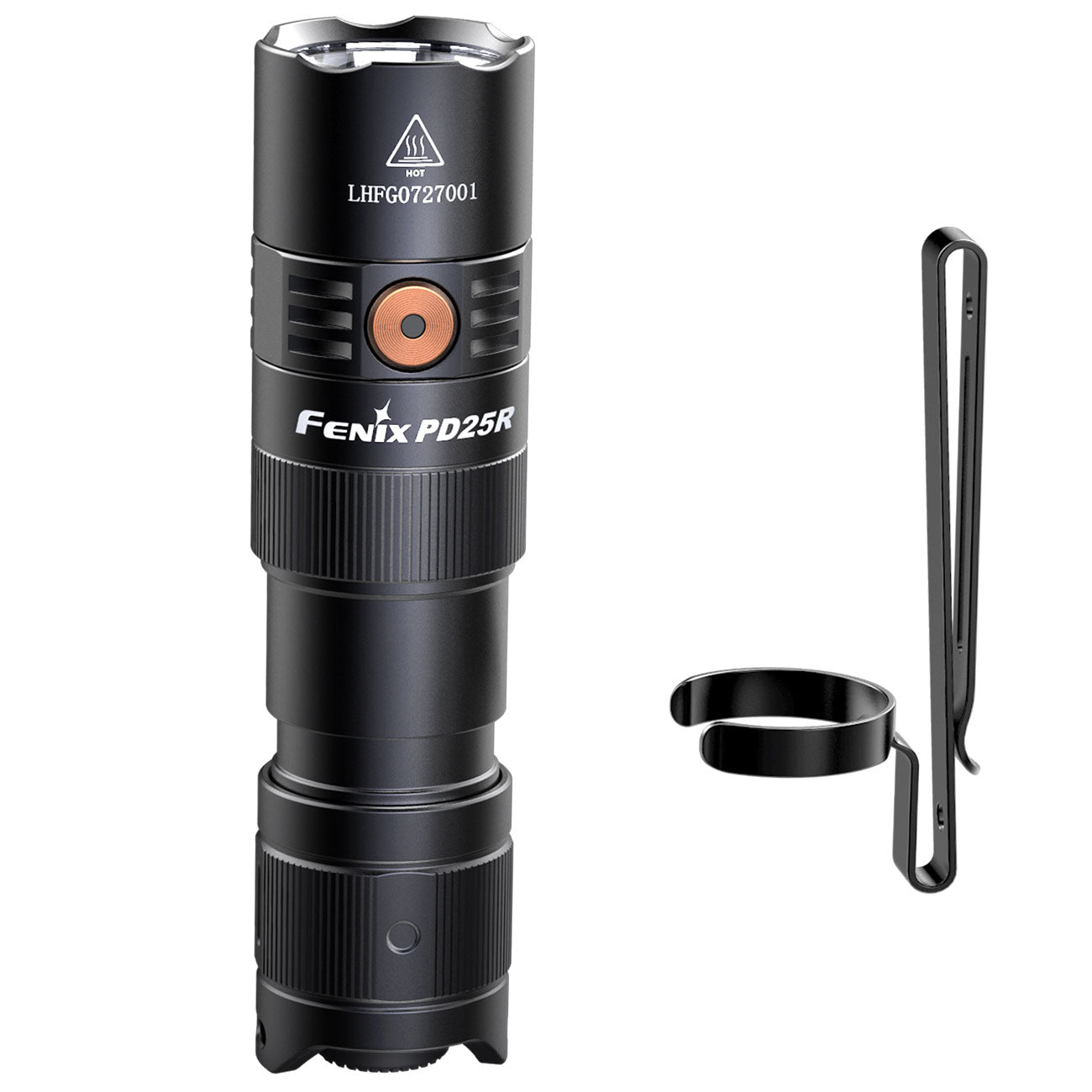 Fenix PD25R LED Taschenlampe 800 Lumen, 250m Leuchtweite,USB-C, Akku, Gürtelclip – Detailansicht