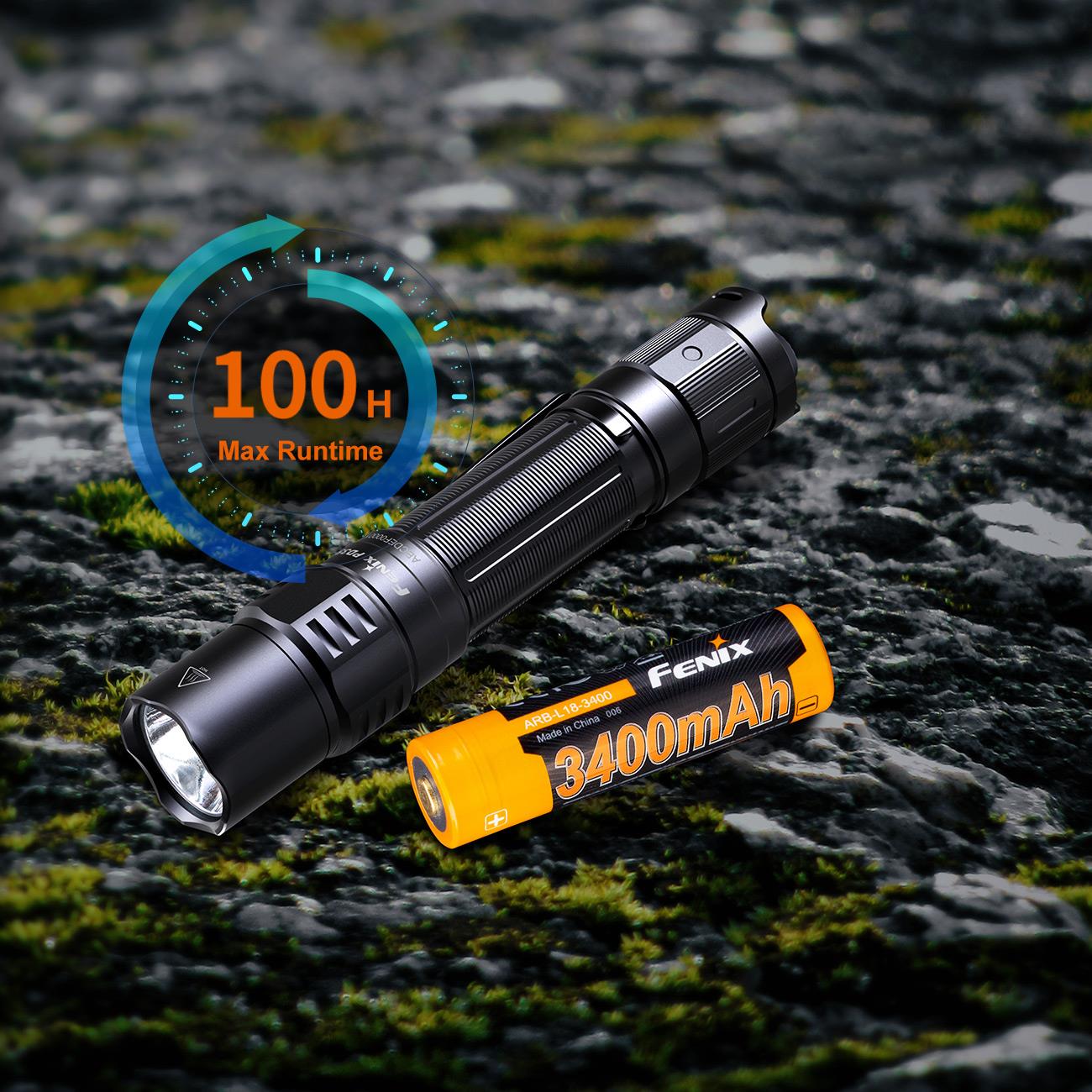 Fenix PD35R LED Taschenlampe 1700 Lumen, 353m Leuchtweite, USB-C, 140g, Akku – Detailansicht