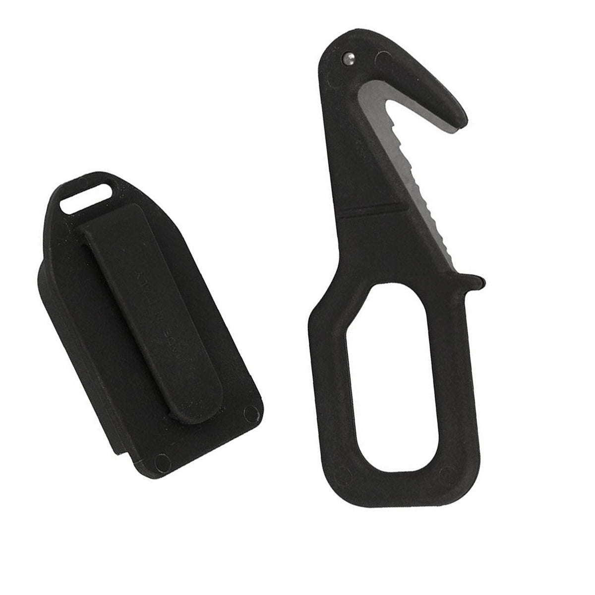 FKMD Rescue – Rettungs- und Tauchmesser für Gurte, Netze und Leinen. Schwarze Ausführung des Gurtmessers, Modell 02FX640B.