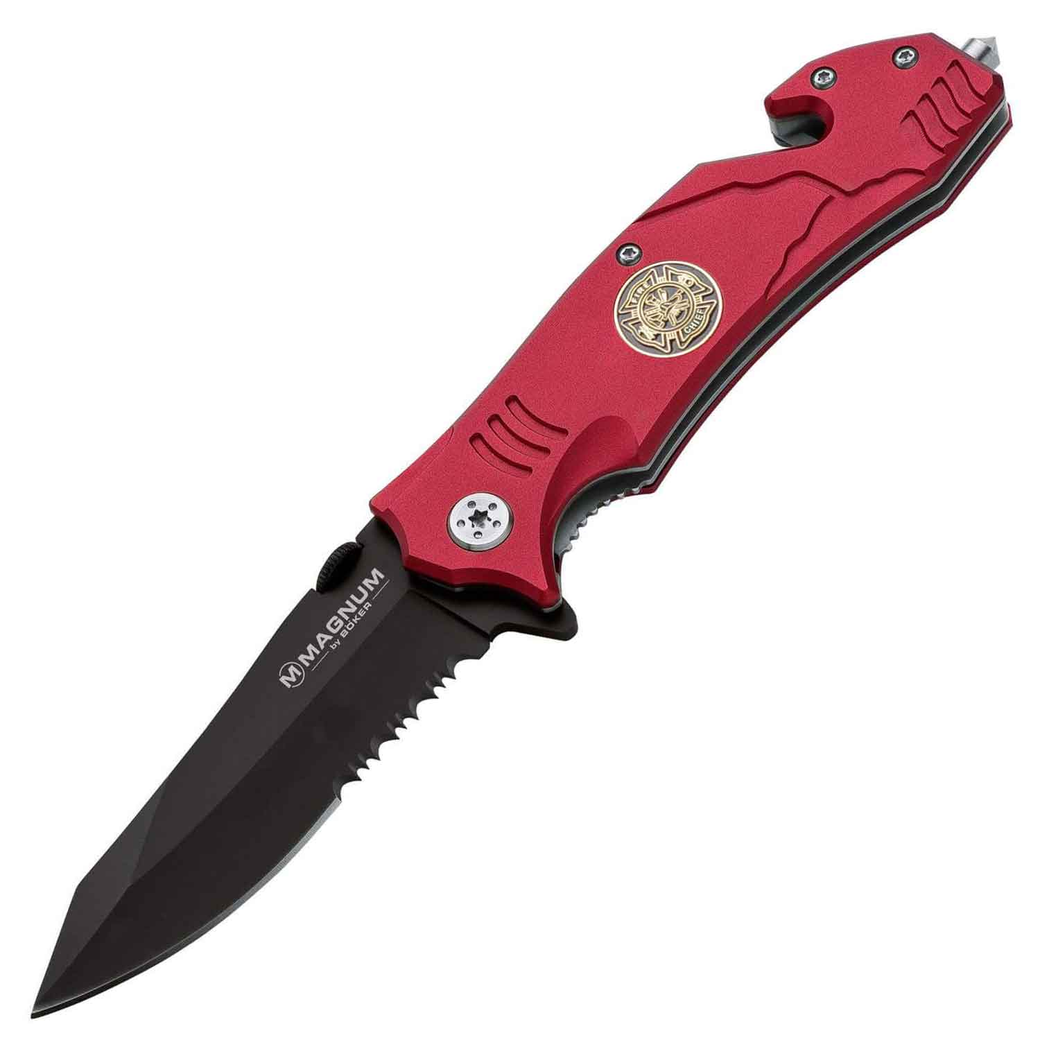 Magnum Fire Fighter – Rettungsmesser mit Gurtschneider, Glasbrecher & Clip – Detailansicht