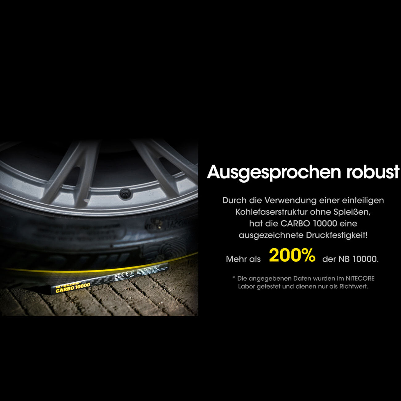 Nitecore CARBO10000 - ultrarobuste 10000mAh Powerbank, Carbongehäuse, 157g – Detailansicht