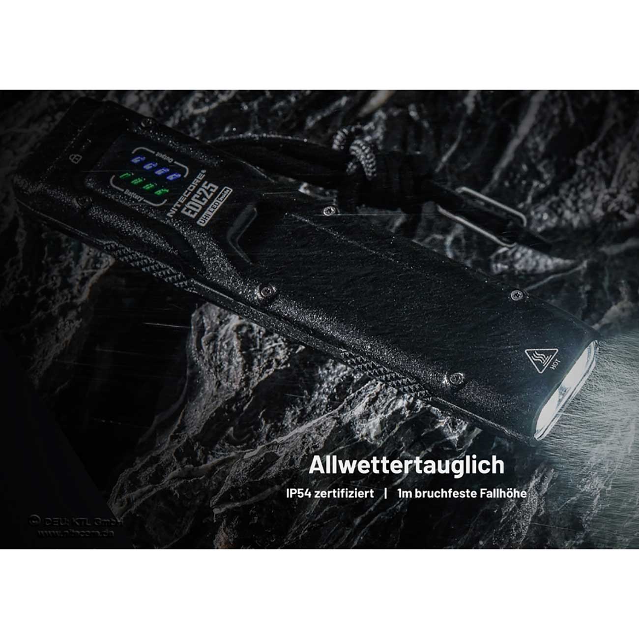 Nitecore EDC25 LED Taschenlampe 3000 Lumen – Detailansicht