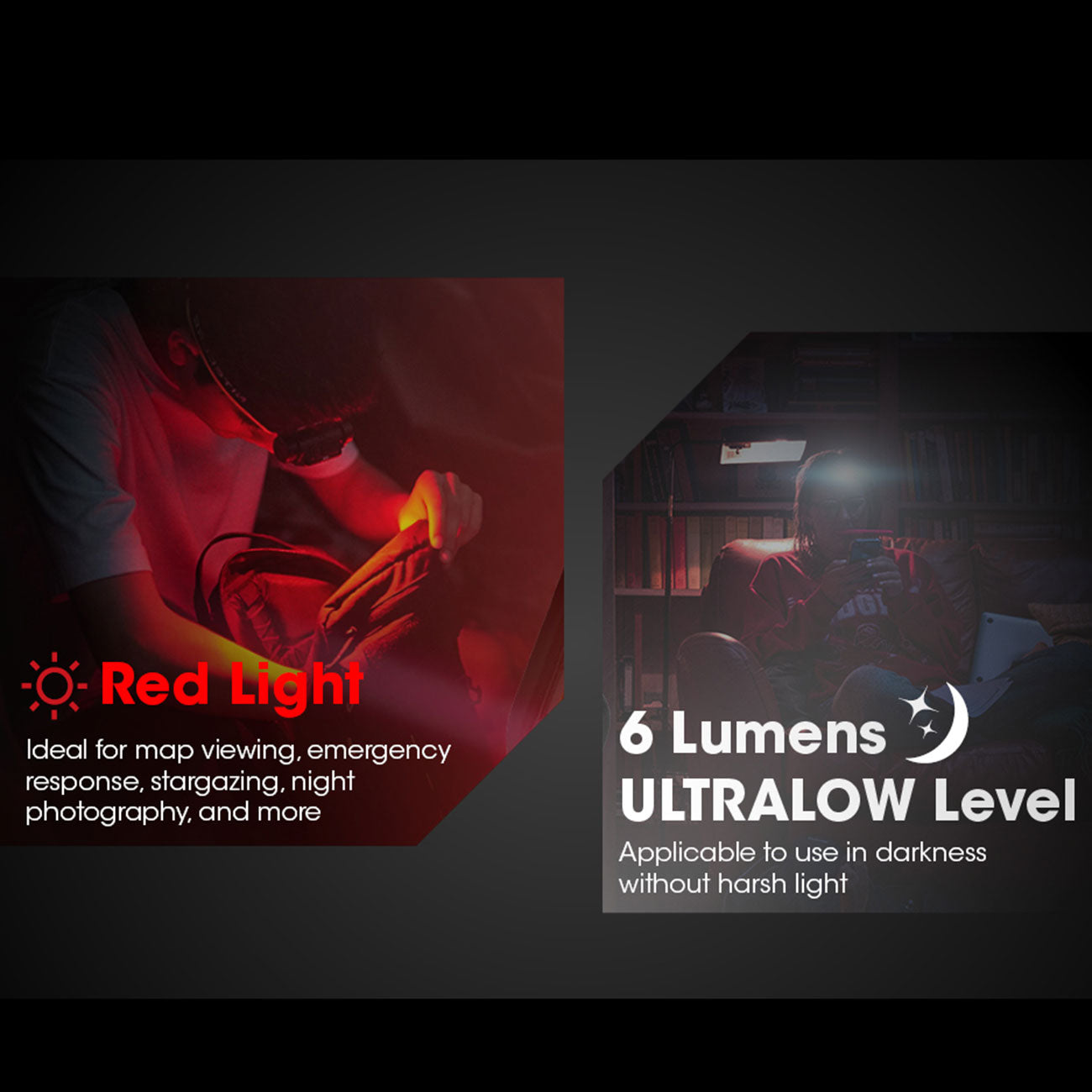 Nitecore HA13 LED Stirnlampe 350 Lumen, Rotlicht, 100g, warmes Licht – Detailansicht