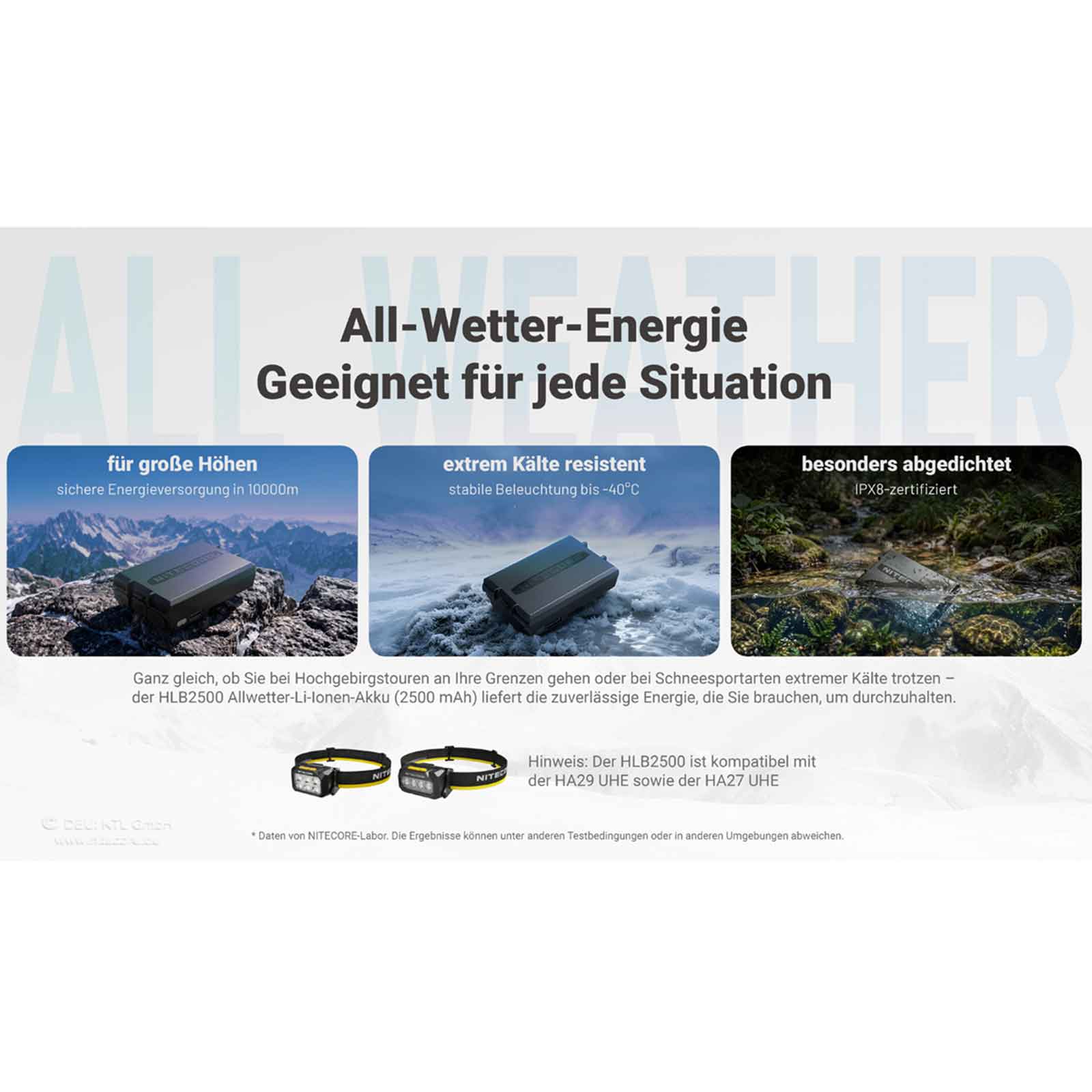Nitecore HLB2500 Akkupack - 2500mAh, kältbeständig