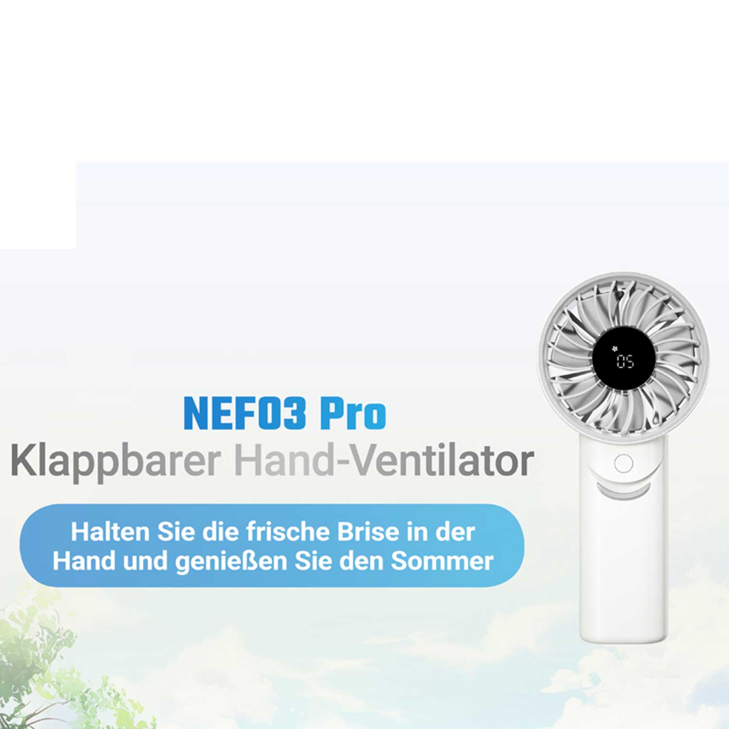Nitecore NEF03 PRO – faltbarer Handventilator mit 5 Stufen & OLED-Display