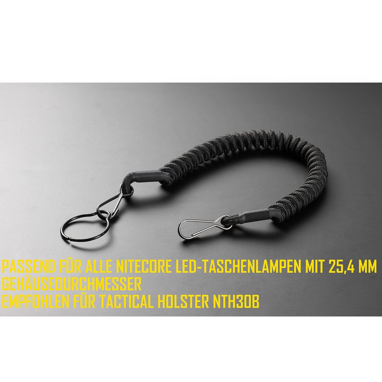 Nitecore Tactical Lanyard NTL10 – Flexibles Spiralkabel mit Karabiner – Detailansicht