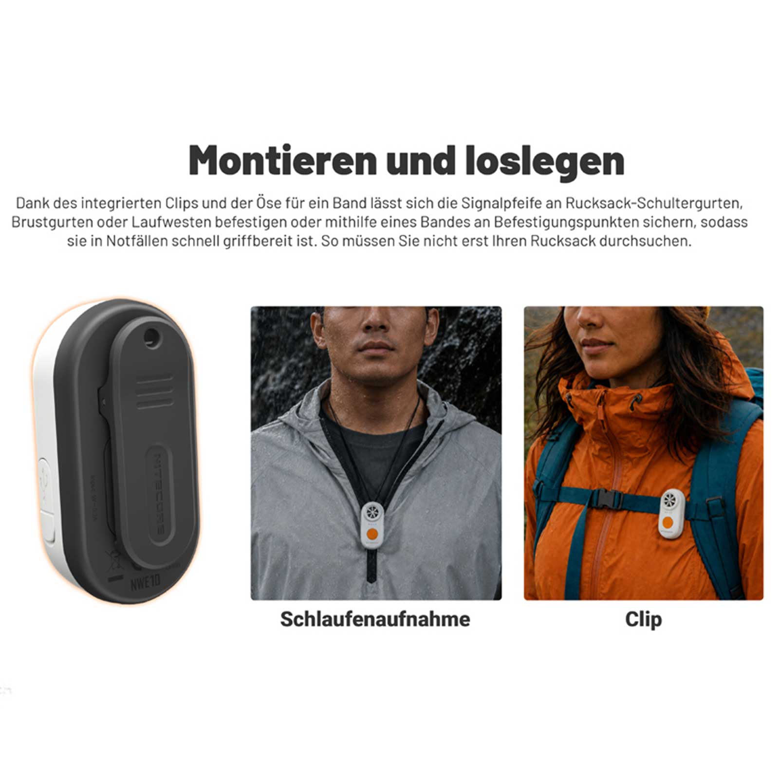 Nitecore NWE10 – elektronisches Notsignalgerät mit 126 dB, SOS & Beacon