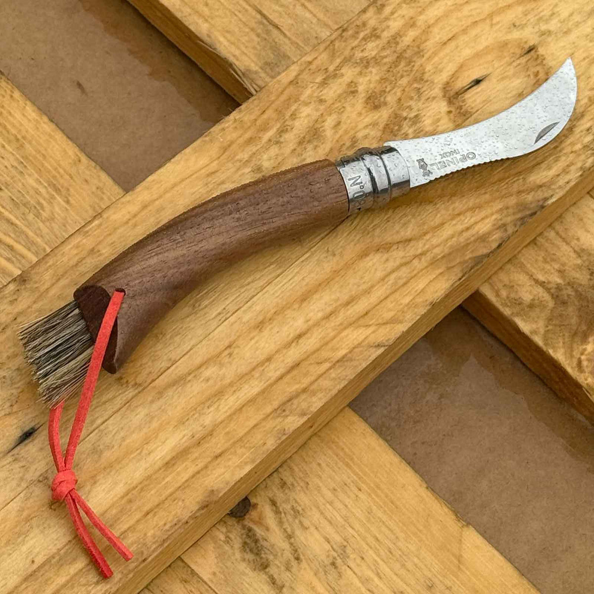 Opinel No. 08 Pilzmesser – 80 mm Klinge, Walnussholzgriff & Bürste in Holz-Geschenkbox