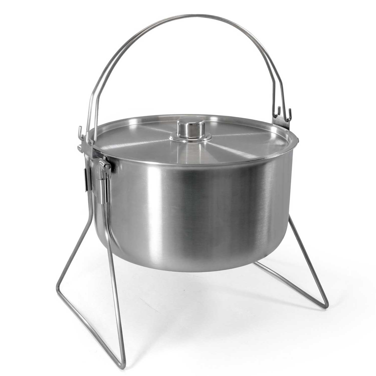 Origin Outdoors Hordentopf – Großer 10 Liter Edelstahl Kochtopf mit Standbeinen – Detailansicht