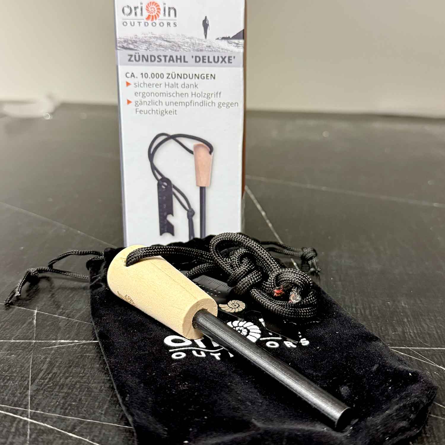 Origin Outdoors Deluxe Feuerstahl – Feuerstarter-Set mit 4 Funktionen – Detailansicht