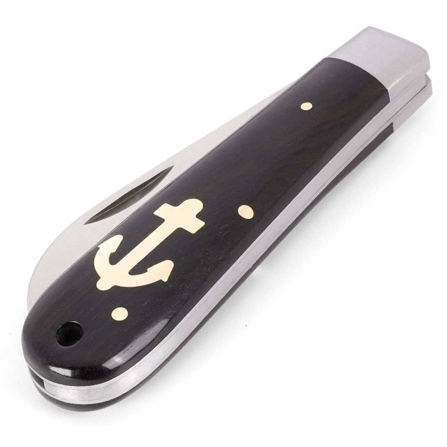 Otter Ankermesser Grenadill mit rostfreier Stahlklinge und Holzgriff in 2 Größen – Detailansicht