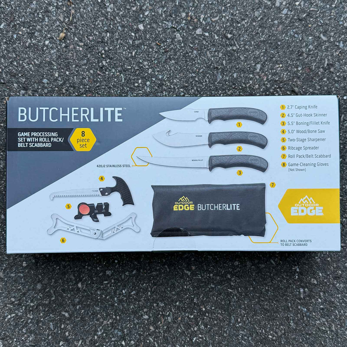 Outdoor Edge Butcher-Lite – 8-teiliges Jagd-Aufbrech- & Zerwirkset