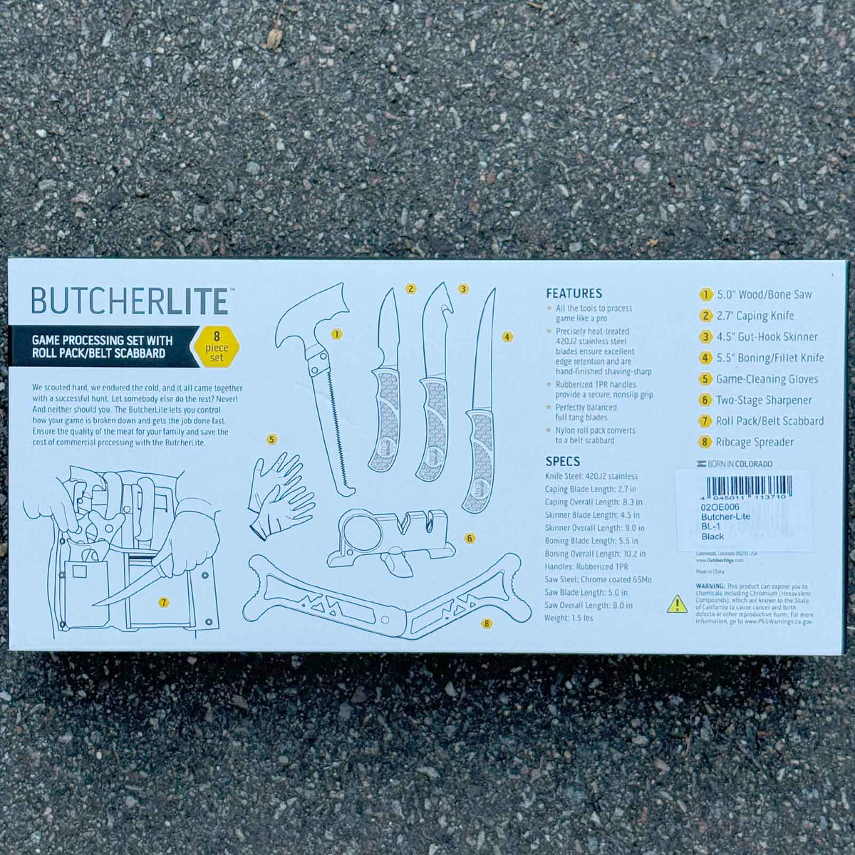 Outdoor Edge Butcher-Lite – 8-teiliges Jagd-Aufbrech- & Zerwirkset