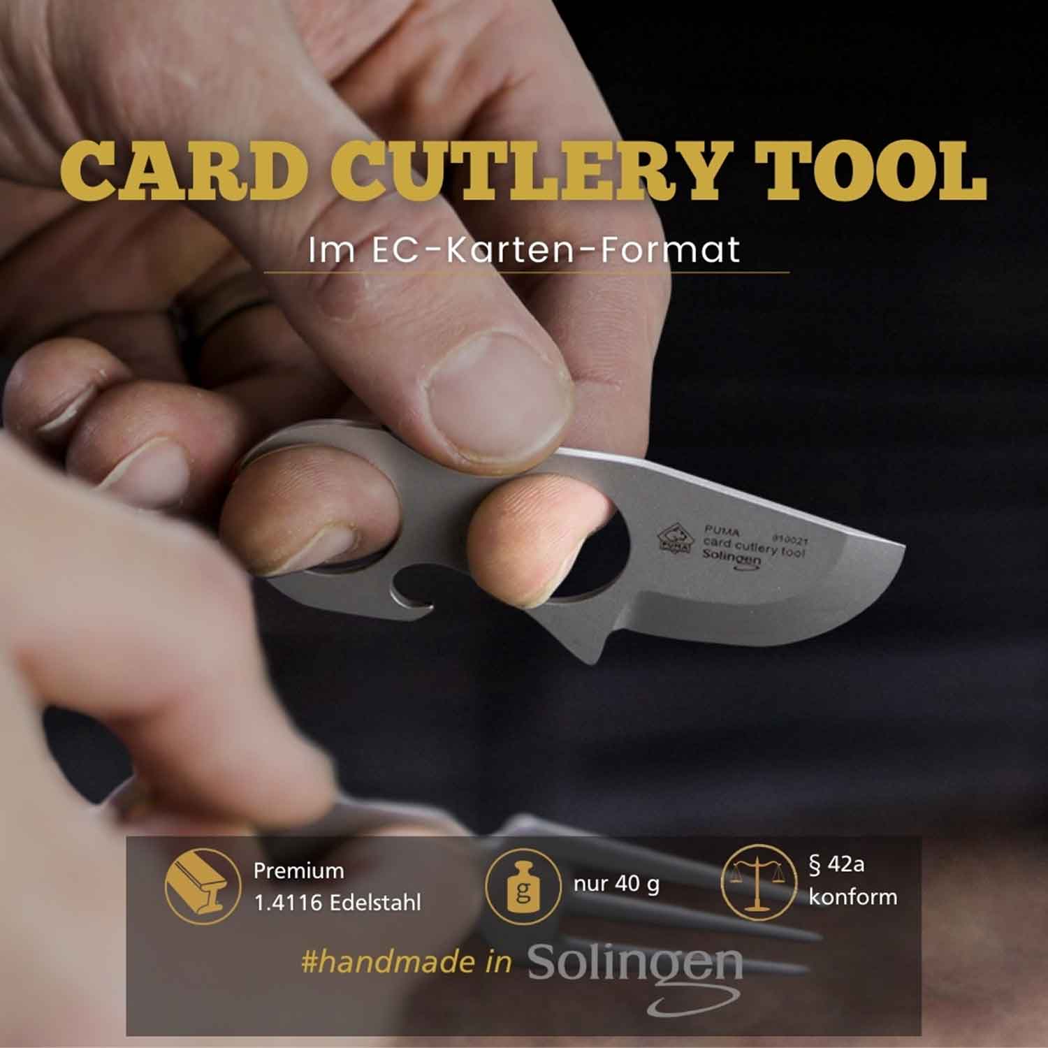 Puma Card Cutlery Tool – 4-in-1-Reisebesteck für Minimalisten – Detailansicht