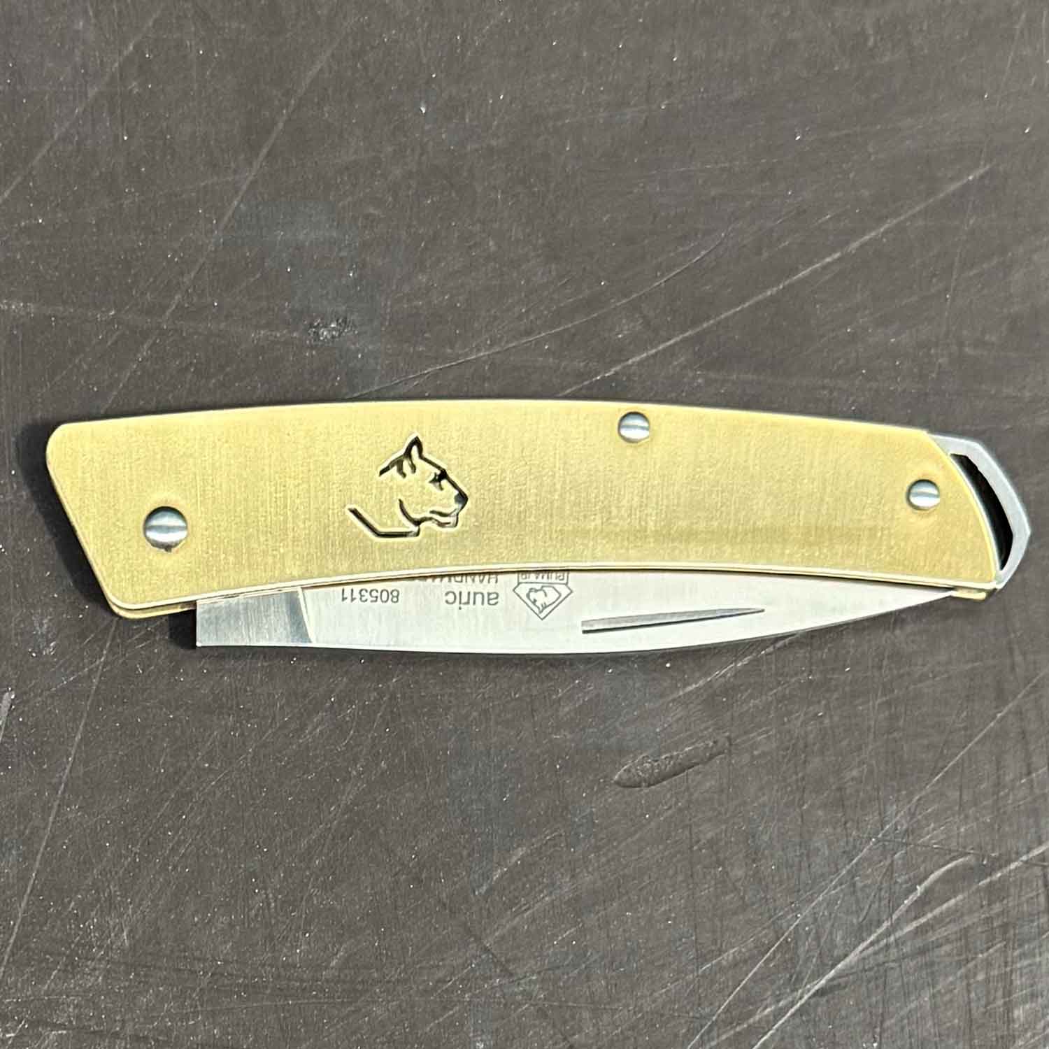 Puma IP Auric – Elegantes EDC Taschenmesser mit Messinggriff – Detailansicht