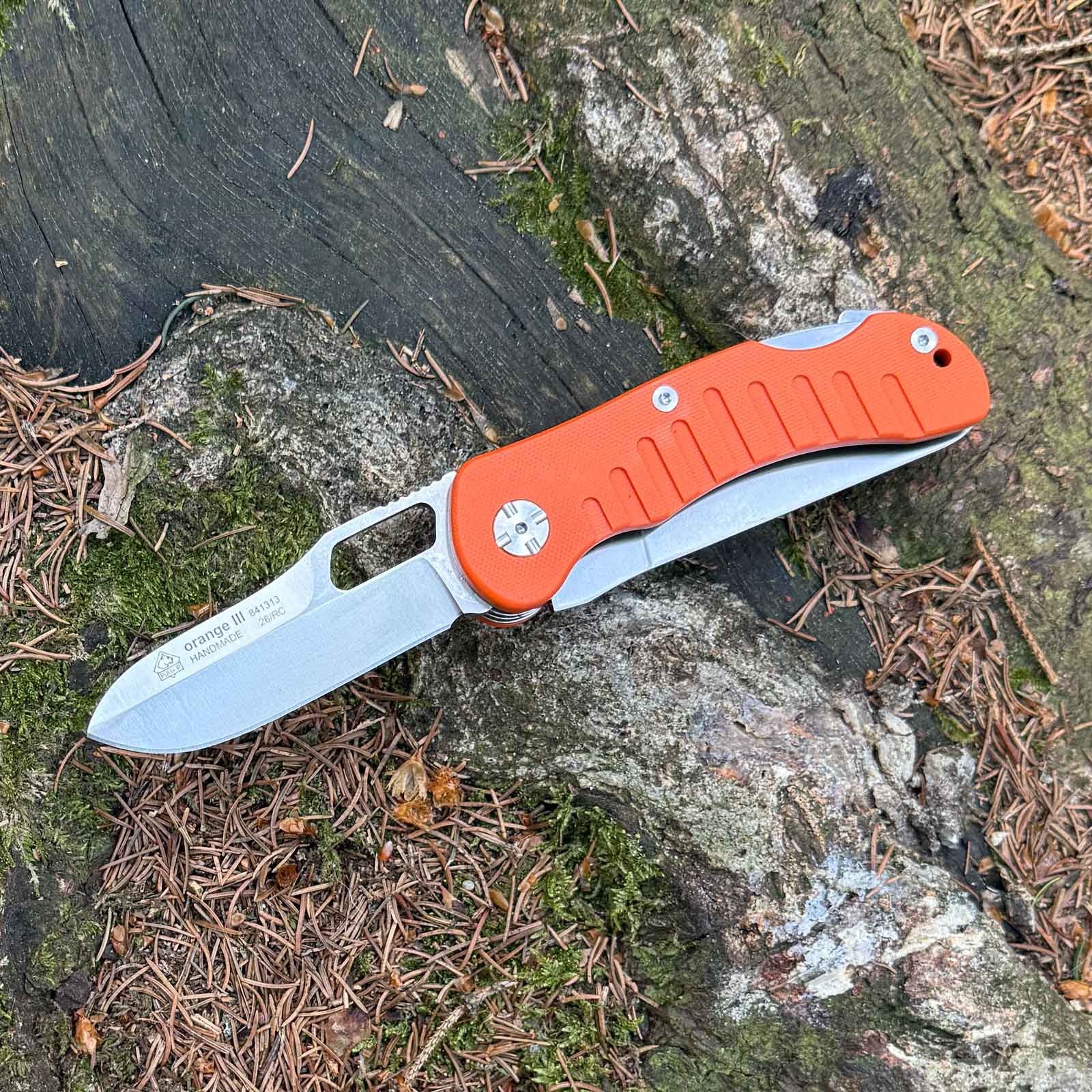 Puma IP Jagdtaschenmesser orange III – Outdoor-Einsatz / Messeransicht