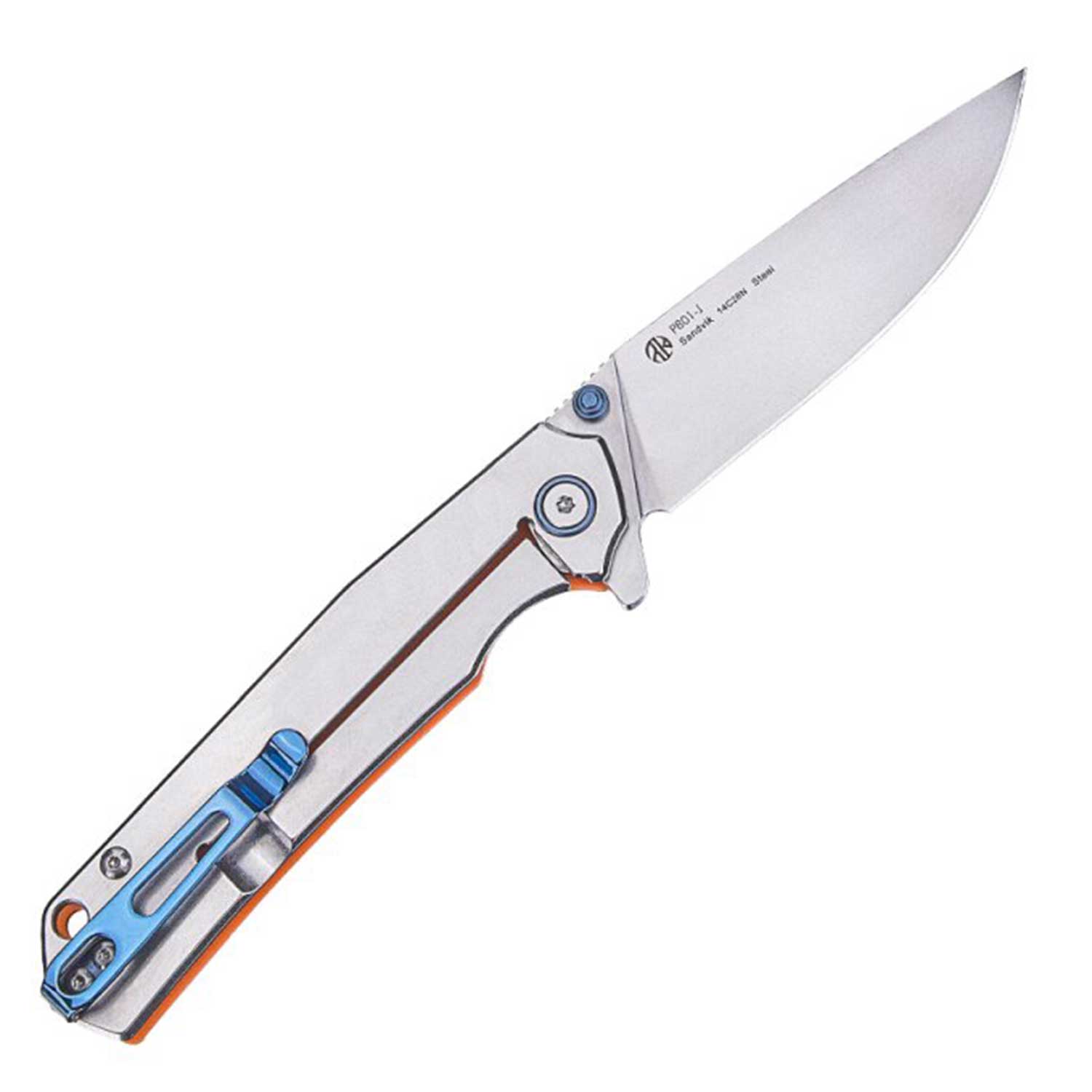 Ruike P801-J Orange – Schlankes Drop-Point Taschenmesser mit Tip-Up Clip – Detailansicht