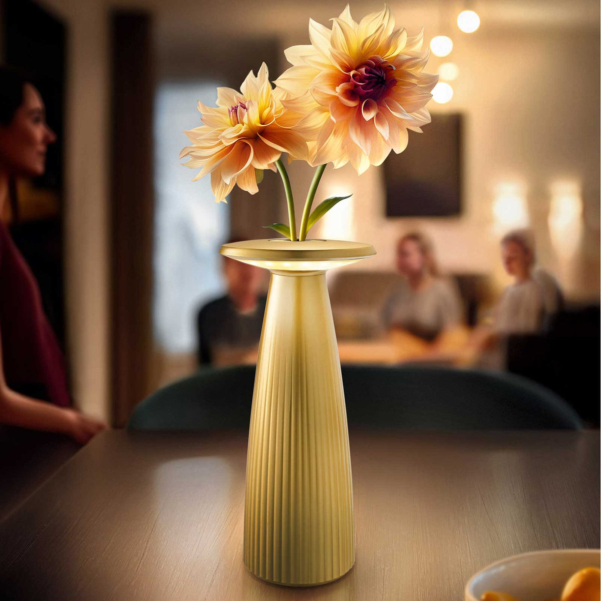 Sigor Nuflair – Akku-Tischleuchte mit integrierter Vase & warmweißem Licht