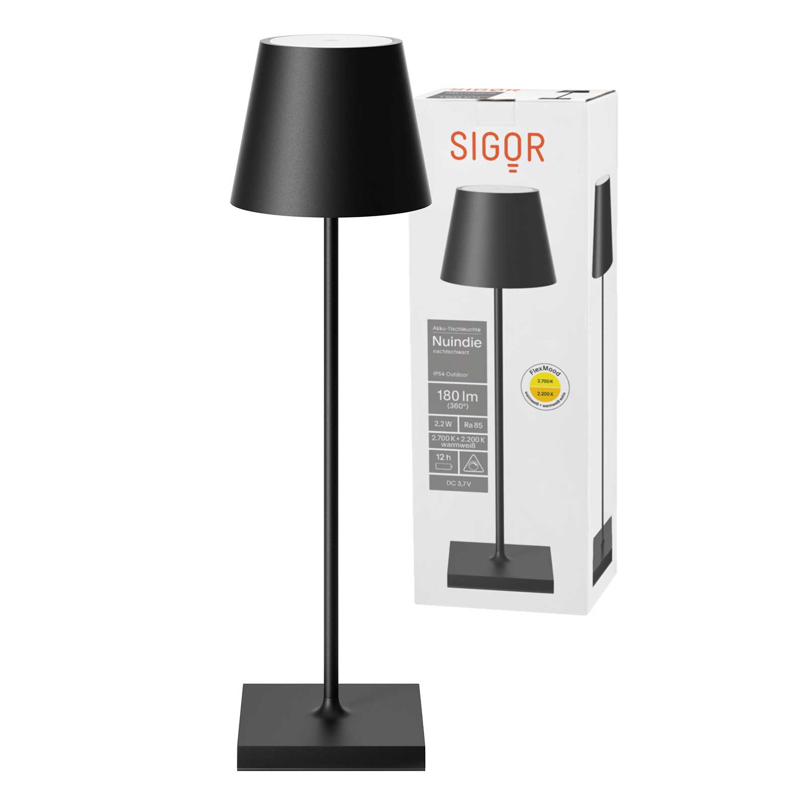 Sigor Nuindie Outdoor Akku-Tischleuchte, USB-C, 38cm hoch