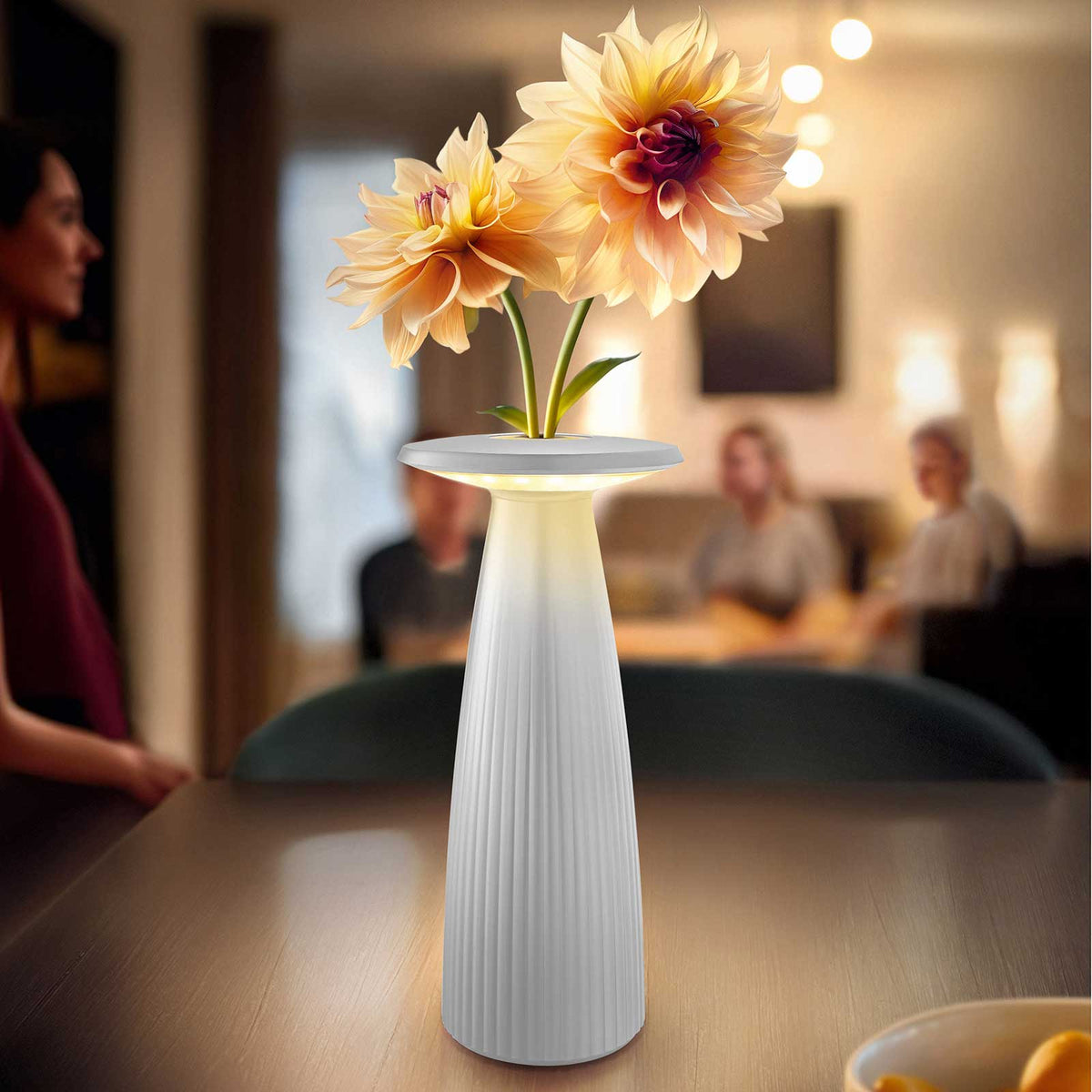 Sigor Nuflair – Akku-Tischleuchte mit integrierter Vase & warmweißem Licht
