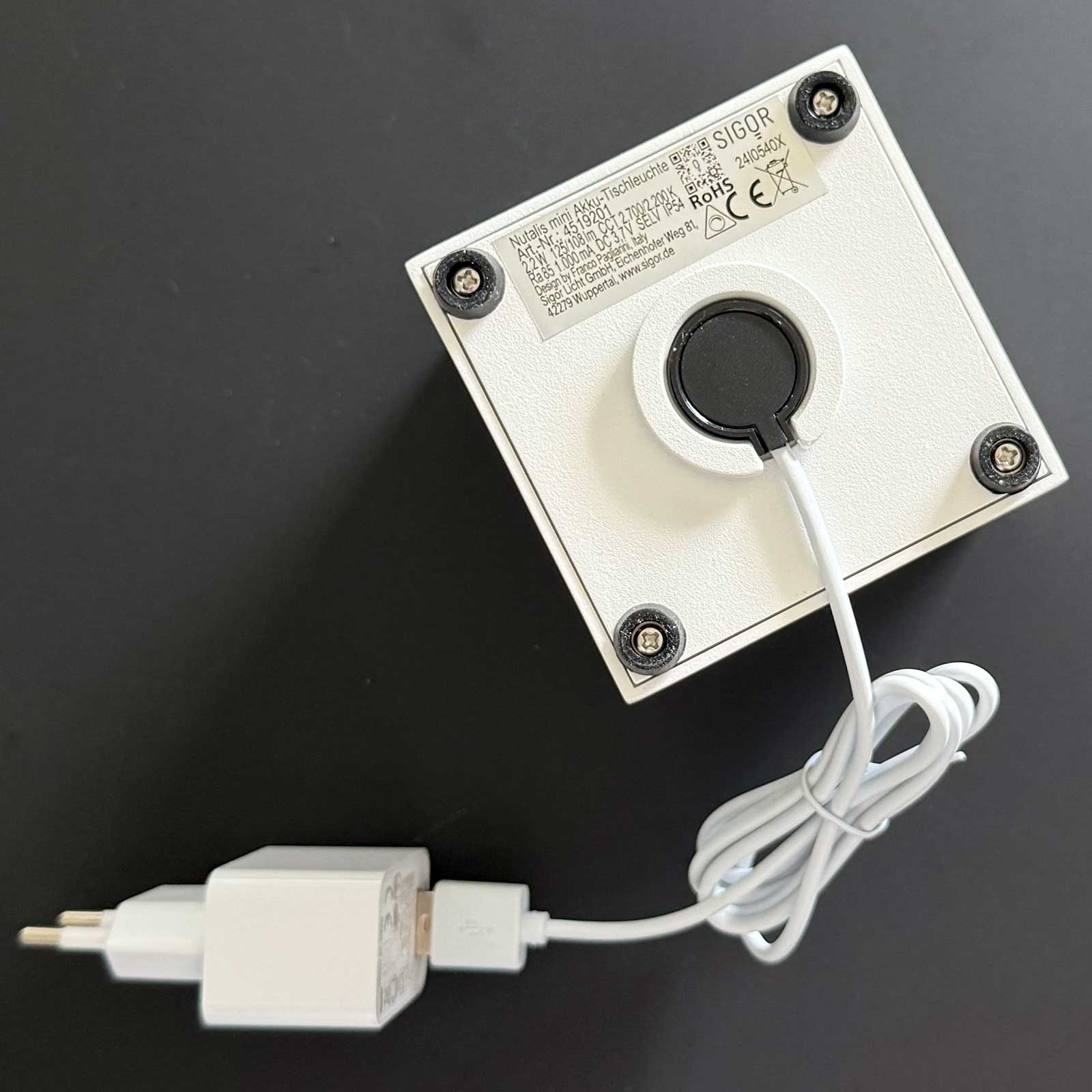 Sigor Nutalis – dimmbare Akku-Tischleuchte für innen & außen – Mini-Ausführung schneeweiss usb magnetisch Laden